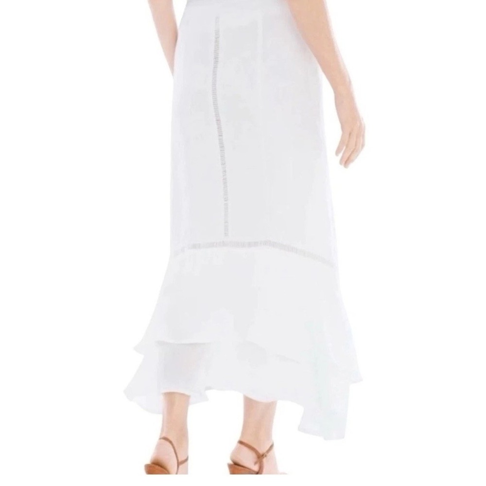 Chico's Skirt White Ruffle Hem Midi Size 3 XL Size Lightweight Flowy $109